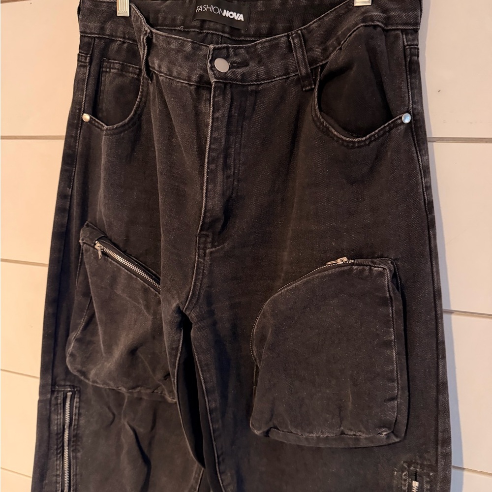 Fashion Nova Charcoal Utility Pants
